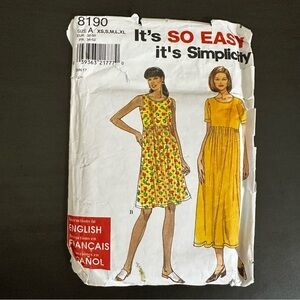Vintage Sewing Pattern Simplicity Misses Knit Dress Size A XS S M L XL 80s 90s